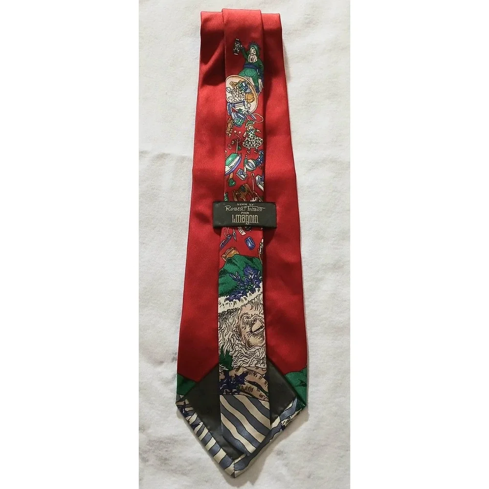 Vintage Robert Talbott Tie Mens Red Silk Santa‎ Christmas I Magnin Novelty 90s